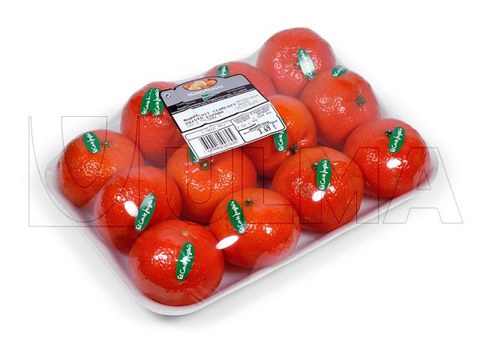 Emballage de mandarines en barquette sous film étirable