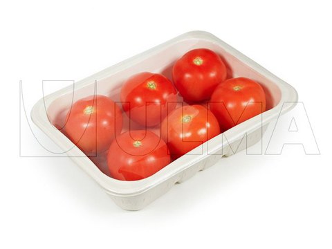 Emballage de tomates en barquette operculée en cellulose