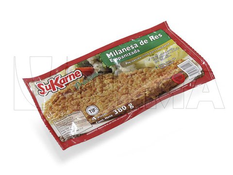 Conditionnement de steak pané en thermoformage sous vide