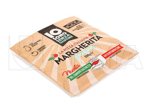 Emballage de pizzas en flow pack (hffs) avec film papier pour four