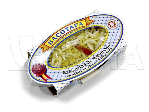 Conditionnement de succédané de civelles à l'huile (gulas) en barquette operculée