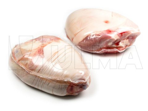 Emballage de jambonneau en thermoformage sous vide avec film souple rétractable