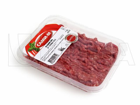 Emballage thermoformé de viande hachée sous atmosphère modifiée (MAP).