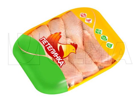 Emballage de cuisses de poulet avec film étirable (SSD®)