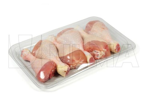 Emballage de pilons de poulet en barquette operculée avec film rétractable(SES®)