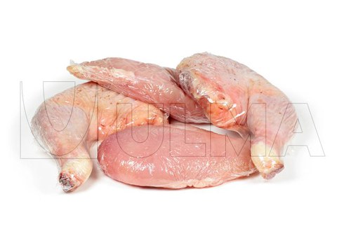 Emballage de cuisses de poulet avec film rétractable en polyoléfine (POF)