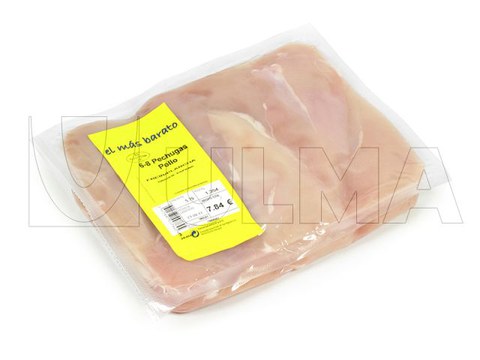 Poitrines de poulet emballées sous vide en thermoformage
